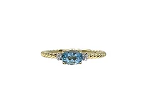 10K Yellow Gold 0.40cttw Genuine Oval Cut Aquamarine & 0.02cttw Diamond Ring - 4.5