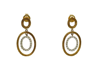 14K 2 Tone 0.25cttw Diamond Earrings