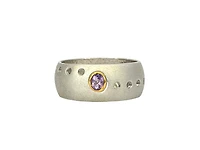 Silver & 18K Yellow Gold Plated Amethyst Ring, 8