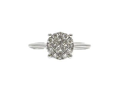 14K White Gold 0.47cttw Diamond Halo Engagement Ring, size 6.5