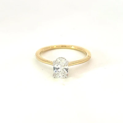 14K Oval Cut Hidden Halo Diamond Ring - Mount Only (No centre diamond) / Gold