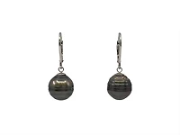 Sterling Silver Tahitian Pearl Dangle Earrings with Lever Back Closure