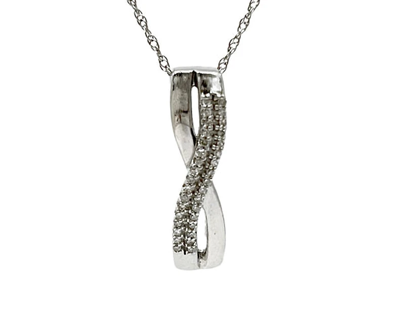 10K White Gold 0.05cttw Diamond Pendant, 18"