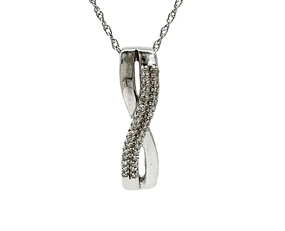 10K White Gold 0.05cttw Diamond Pendant, 18"
