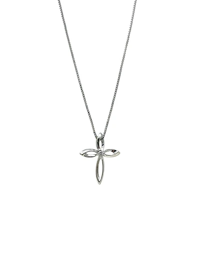 Diamond Cross Silver Necklace
