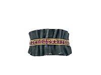 Oxidized Sterling Silver and 18K Gold Plated Ruby Ring, size 7.5