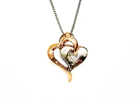 10K Rose Gold & White Gold 0.096cttw Canadian Diamond Heart Pendant, 18"