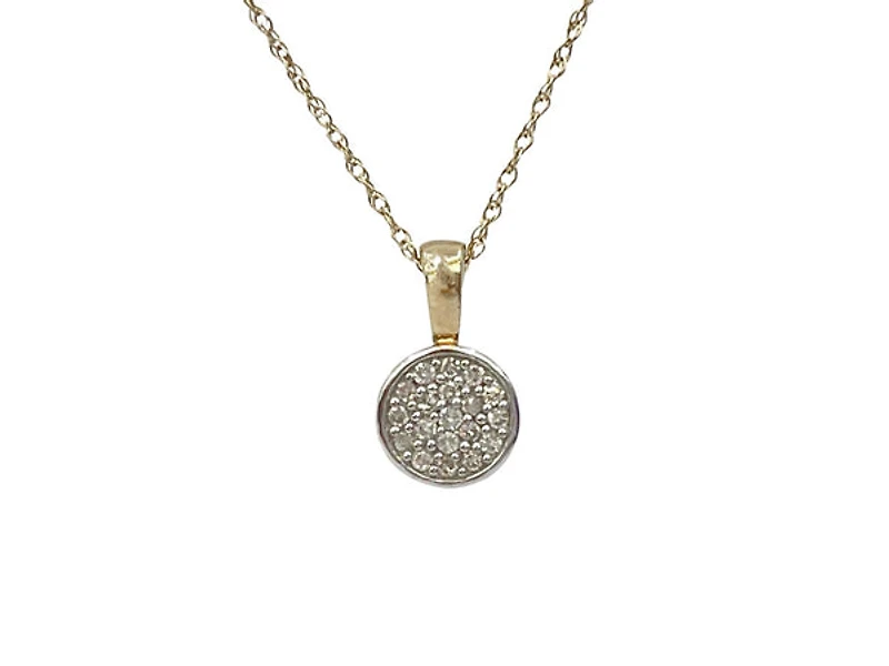 10K White & Yellow Gold 0.10cttw Diamond Pendant, 18"