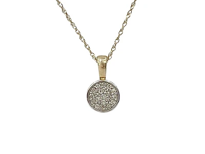 10K White & Yellow Gold 0.10cttw Diamond Pendant, 18"