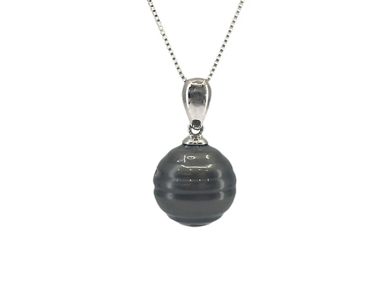 Sterling Silver 12-13mm Tahitian Pearl Pendant - 18"