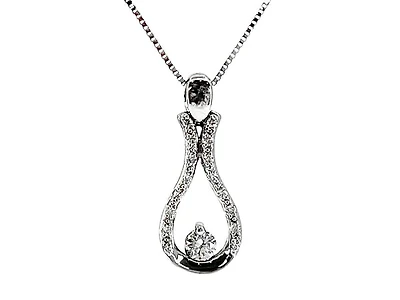 10K White Gold 0.20cttw Canadian Diamond Necklace, 18"
