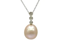 10K Gold Fresh Water Pearl and Diamond Necklace