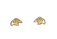 14K Yellow Gold 0.05cttw Diamond Polar Bear Earrings with Butterfly Backs - 8mm x 4mm