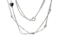 10K White Gold Hearts Double Link Anklet with 0.5 Inch Adjuster - 10 Inches