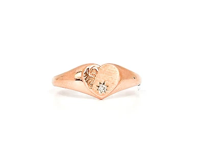 10K Rose Gold 0.01cttw Diamond Heart Signet Ring - 4.5