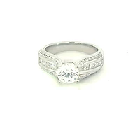 14K Princess Cut and Round Brilliant Diamond Ring - Mount Only (No centre diamond) / Gold