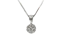 14K White Gold 0.19cttw Diamond Pendant, 18"