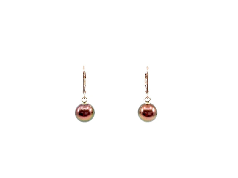 14K Rose Gold South Sea Pearl 9-10mm Earrings