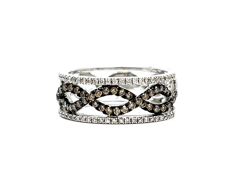 14K White Gold 0.51cttw Champagne and White Diamond Ring - size 6.5
