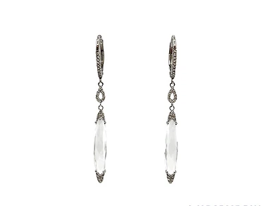 14K White Gold 4.03cttw White Topaz and 0.12cttw Diamond Dangle Earrings
