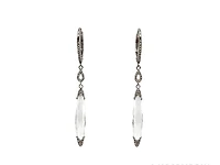 14K White Gold 4.03cttw White Topaz and 0.12cttw Diamond Dangle Earrings