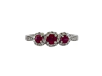 14K White Gold 0.45cttw Genuine Ruby Ring and 0.18cttw Diamond Ring, size 7