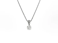 14K White Gold 0.49cttw Diamond Solitaire Pendant, 18"