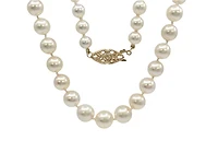 5.5-7.5mm White Cultured Graduated Pearl Strand with 14K Yellow Gold Pearl Clasp - 18"