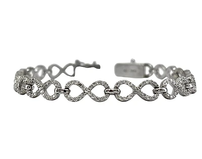 14K White Gold 2.10cttw Diamond Infinity Tennis Bracelet, 7"
