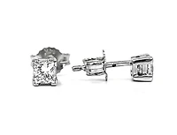 14K White Gold 0.15cttw Princess Cut Canadian Diamond Earrings