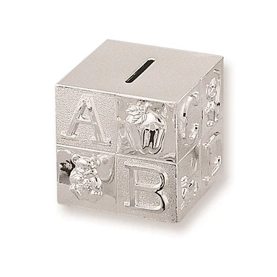 Silver-plated Metal Baby Block Bank