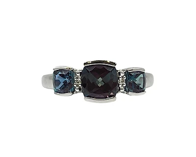 10K White Gold 2.00cttw Created Alexandrite and 0.014cttw Diamond Ring, size 7 - 4.5