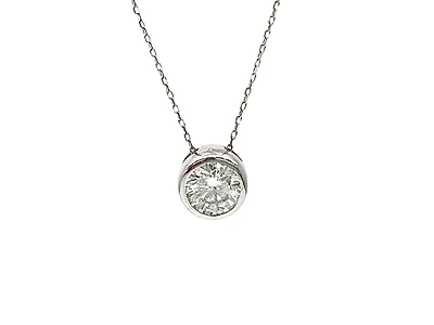 14K White Gold 1.00cttw Moissanite Pendant, 18"