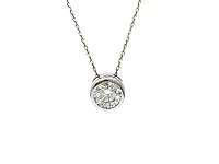 14K White Gold 1.00cttw Moissanite Pendant, 18"