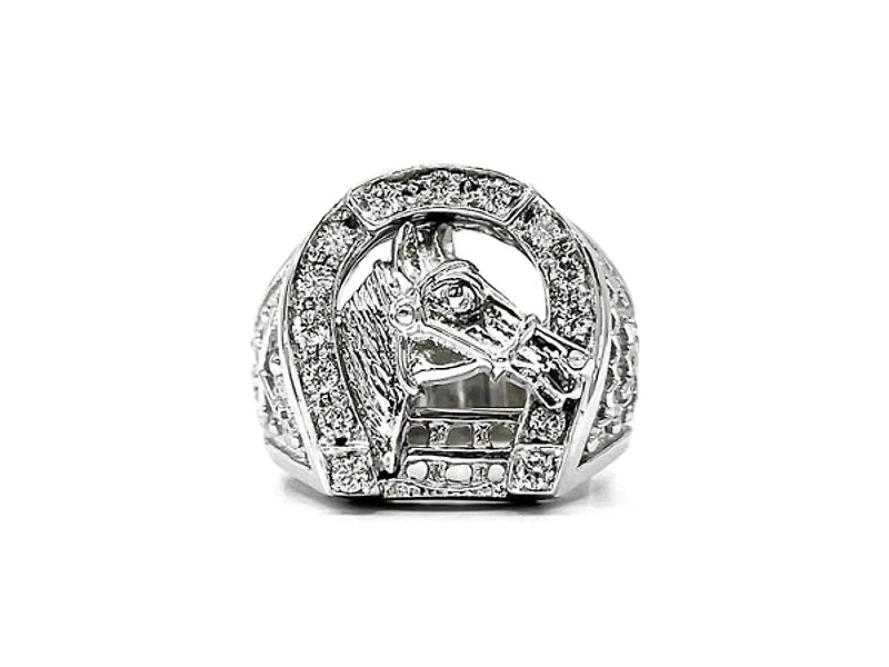 14K White Gold 0.45cttw Diamond Gents Ring, size 10
