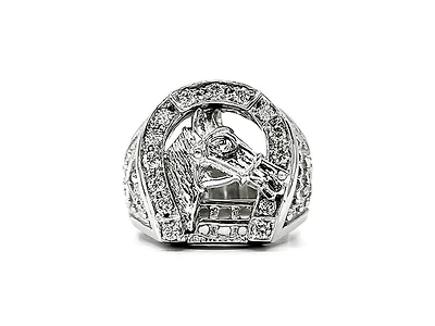 14K White Gold 0.45cttw Diamond Gents Ring, size 10
