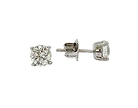 14K White Gold 1.01cttw Round Brilliant Cut Canadian Diamond Earrings