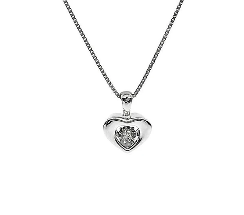 10K White Gold 0.01cttw Round Cut Diamond Pendant, 18"