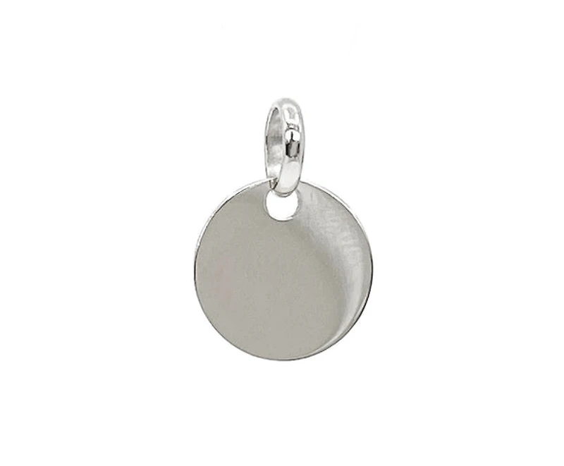 10K White Gold Charm Round Disc 13mm
