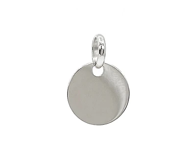 10K White Gold Charm Round Disc 13mm