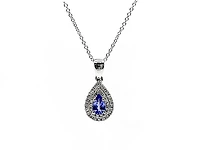 10K White Gold Tanzanite & Diamond Pendant