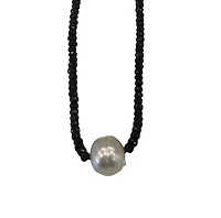 18K White Gold Faceted Sapphire Bead and South Sea Pearl Strand - 18"