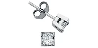 14K White Gold 0.50cttw Princess Cut Canadian Diamond Earrings with Butterfly Backs