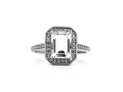 10K White Gold  2.0cttw Genuine White Topaz Ring - 4.5