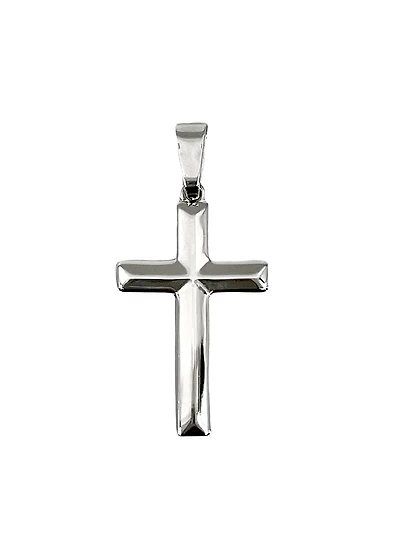 925 Sterling Silver 34mm x 20mm Hollow Pyramid Style Cross Charm