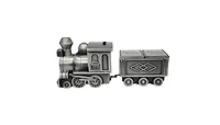 Pewter Engraveable Train Money Bank with First Curl and First Tooth Train Cars