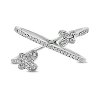 14K White, Yellow or Rose Gold 0.20cttw Diamond Butterfly Ring - 14K White Gold