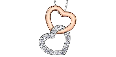 10K White & Rose Gold 0.06cttw Diamond Pendant - 18"