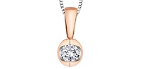 10K Two Toned Rose Gold and White Gold 0.04cttw Diamond Solitaire Necklace - 17 Inches