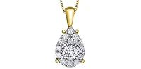 10K Two Tone Yellow and White Gold 0.222cttw Diamond Cluster Pear Shaped Necklace - 18 Inches